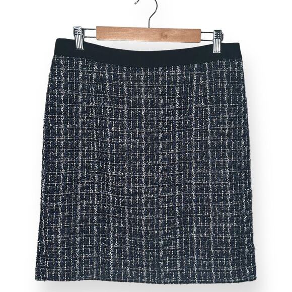 WHITE HOUSE BLACK MARKET Wool Blend Tweed Pencil Skirt Metallic Career Black 10 - Picture 9 of 14